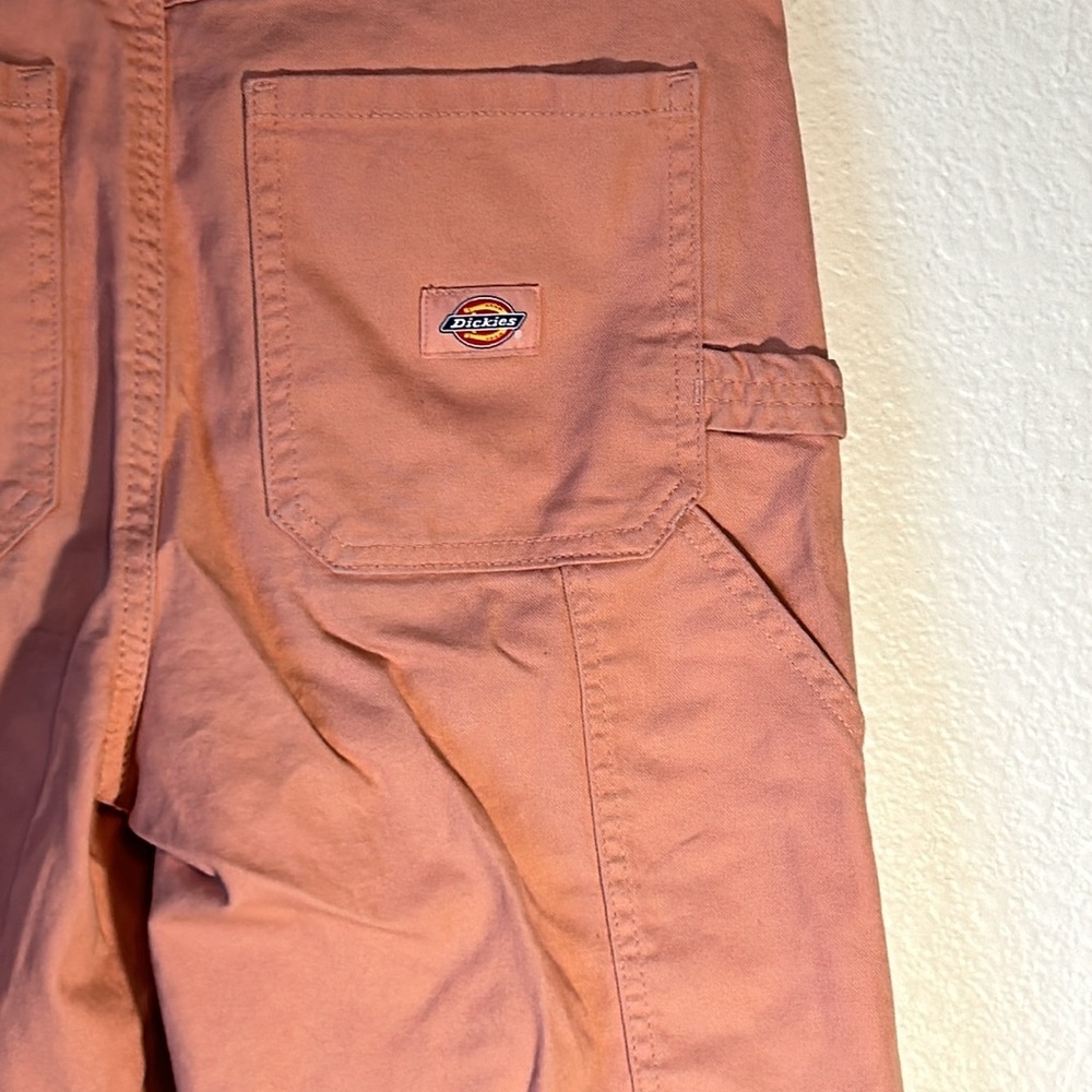 Pink Women's Stonewashed Cropped Carpenter Pants